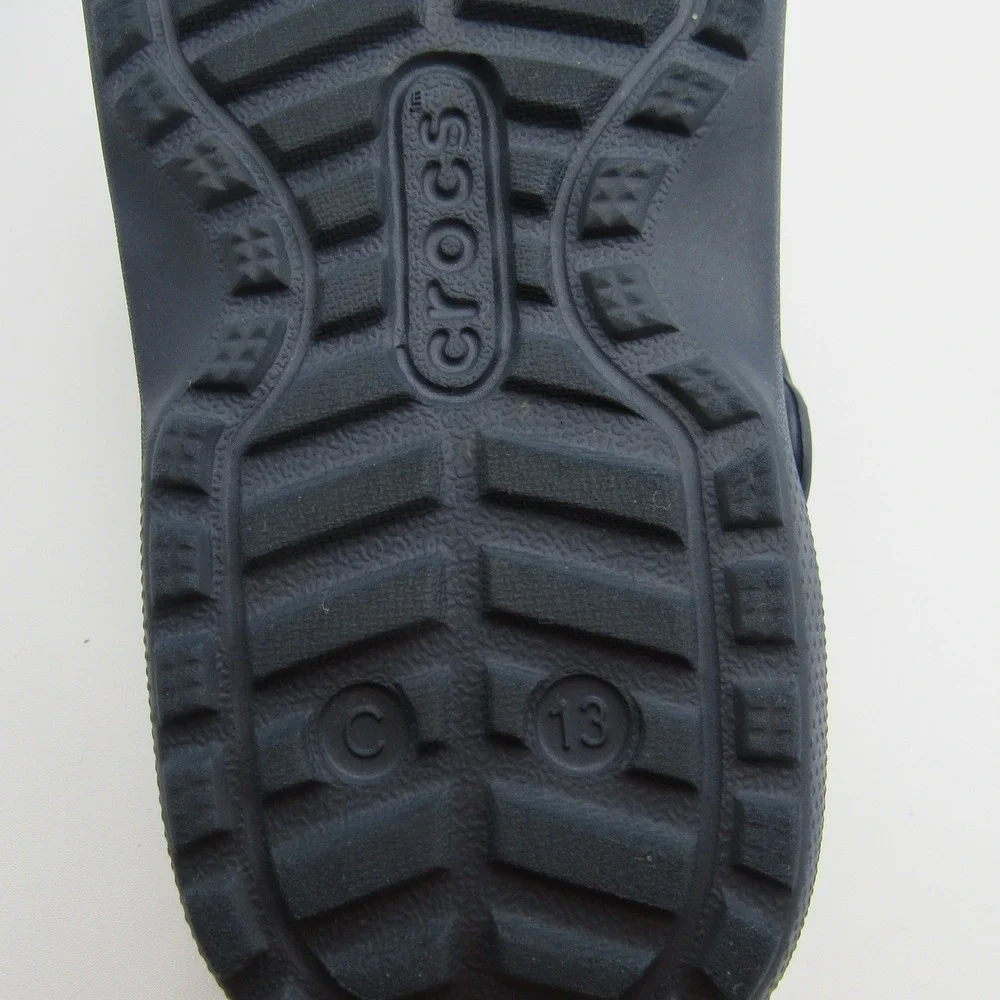 Crocs Fuzz Lined Clogs Kids Size 13 Navy Blue Excellent Fleece Warm Slip On